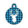 Rustic Antlers & Lumberjack Plaid Circle Pet ID Tag