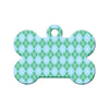 Argyle Green/Blue Pattern Bone Pet ID Tag