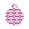 Bone Pattern, Purple, Pink Circle Pet ID Tag