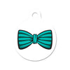 Teal Striped Bow Tie Circle Pet ID Tag