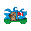 Canada Day Flag & Beaver Cartoon Bone Pet ID Tag