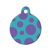 Polka Dot (Teal/Purple) Circle Pet ID Tag